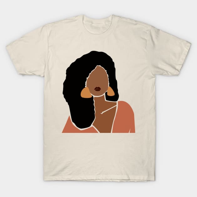 Black woman big earrings T-Shirt by JunkyDotCom